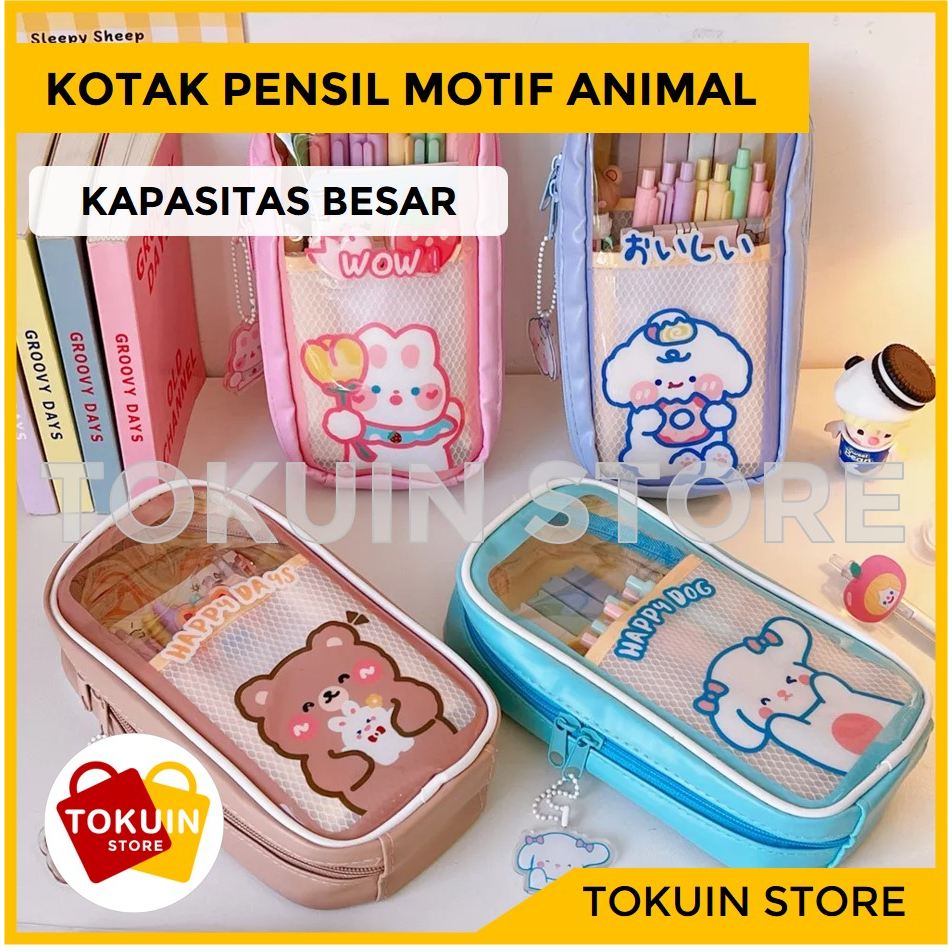 

Kotak Tempat Pensil Anak Pouch Alat Tulis Pencil Case Unik Transparan LH