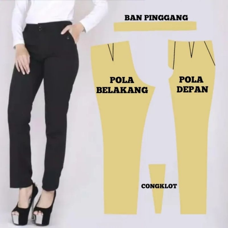 pola celana panjang wanita/ pola instan celana panjang wanita dewasa