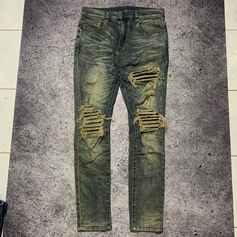 Amiri Ripped Distressed Biker Denim Jeans Pants