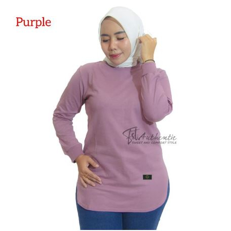 Kaos Polos Wanita Lengan Panjang Oval Baju Kaos Polosan Cewek Atasan Lengan Panjang