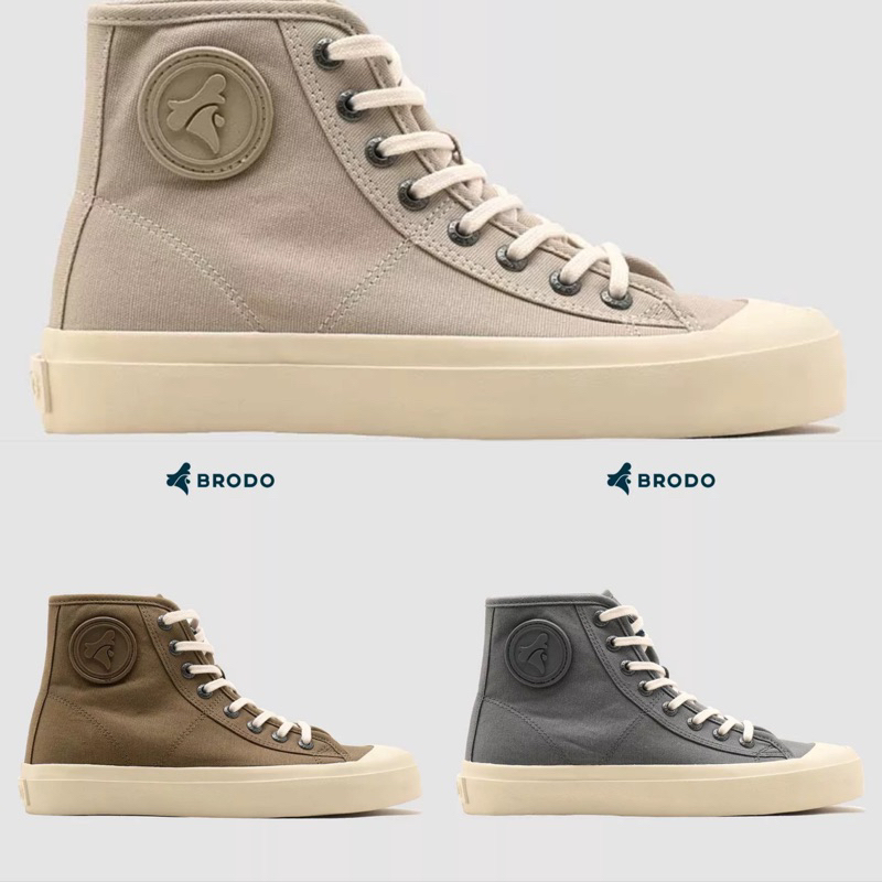 Brodo - Sepatu Vtg V2 Hi Grey Sneakers Casual Unisex Wanita Pria Original 100%