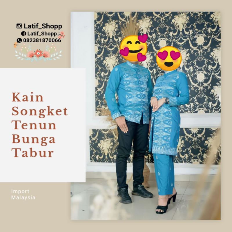 KAIN PASANG SONGKET TENUN BUNGA TABUR IMPORT MALAYSIA/SULAM GOLD DAN SILVER/UNTUK SET KURUNG WANITA/