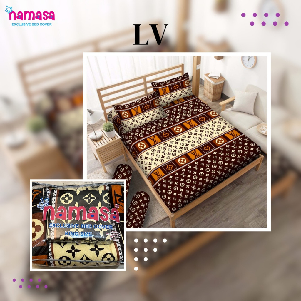 Bed Cover Selimut Set Sprei Ukuran 180x200/160x200/120x200 Motif LV - Namasa Mall