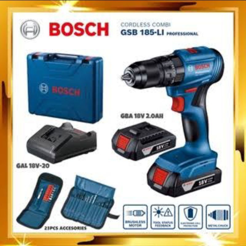 Bor BOSCH GSB 185 Li Brushless Drill 2 Battery with Acc