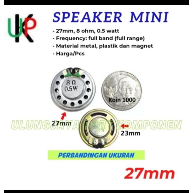 speaker 8ohm 0.5watt speaker mini 8 ohm 0.5w 27mm