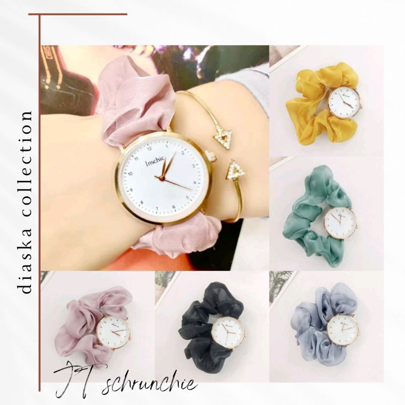 Jam Tangan Quartz Analog Casual Schrunchie Watch / Jam Tangan Model Ikat Rambut