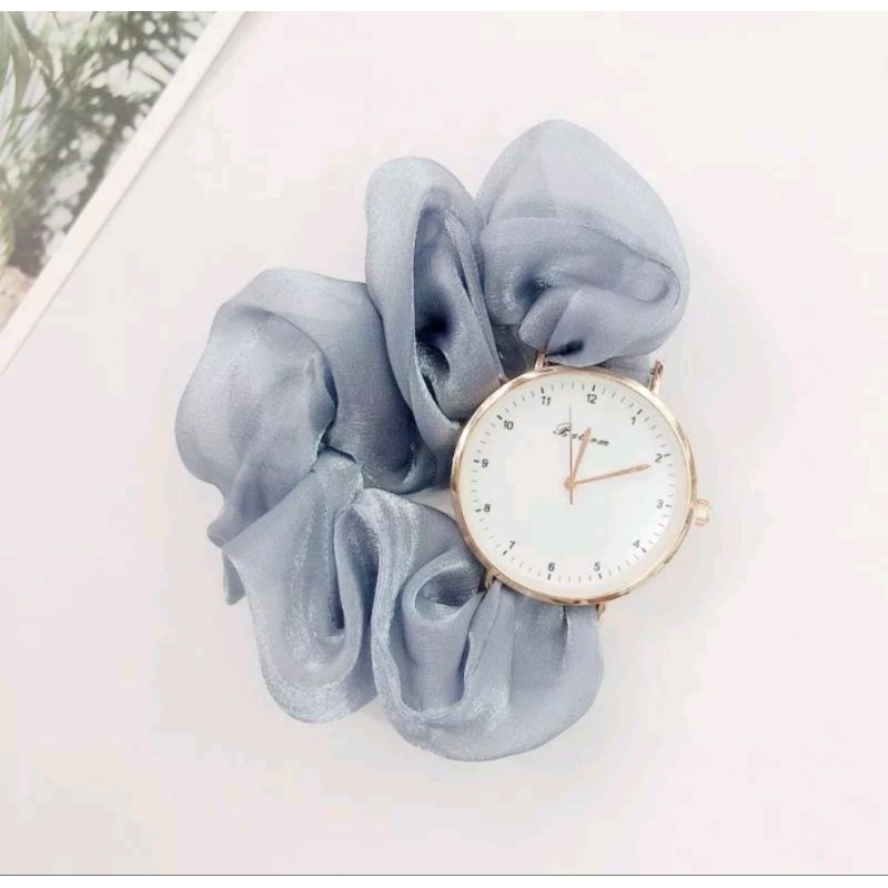 Jam Tangan Quartz Analog Casual Schrunchie Watch / Jam Tangan Model Ikat Rambut