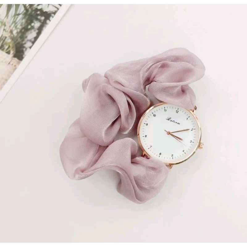 Jam Tangan Quartz Analog Casual Schrunchie Watch / Jam Tangan Model Ikat Rambut