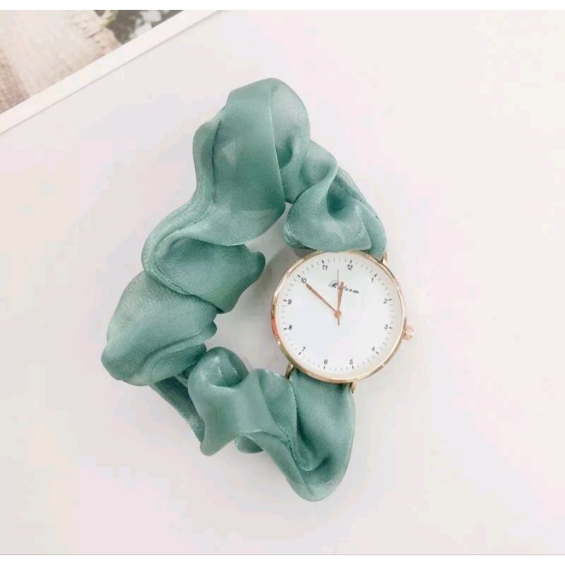 Jam Tangan Quartz Analog Casual Schrunchie Watch / Jam Tangan Model Ikat Rambut