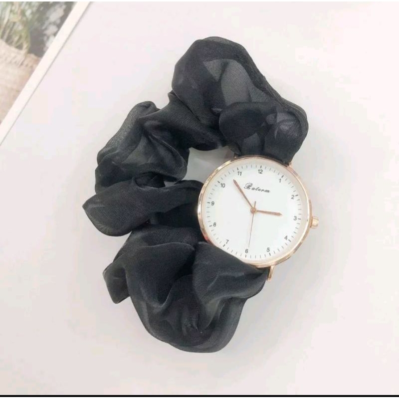 Jam Tangan Quartz Analog Casual Schrunchie Watch / Jam Tangan Model Ikat Rambut