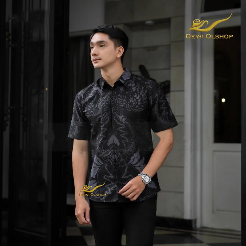 BAJU ATASAN KEMEJA BATIK SLIMFIT LENGAN PENDEK MASA KINI REMAJA PRIA KANTOR KONDANGAN ALISAN MODERN