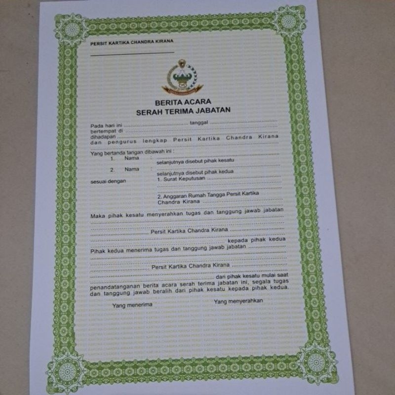 

Blanko serah terima jabatan