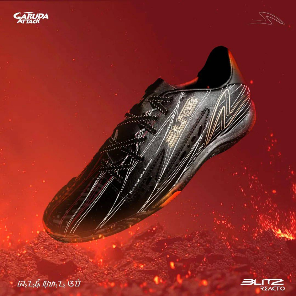 specs  garuda attack reacto blitz pro in black rich gold white sepatu futsal original specs