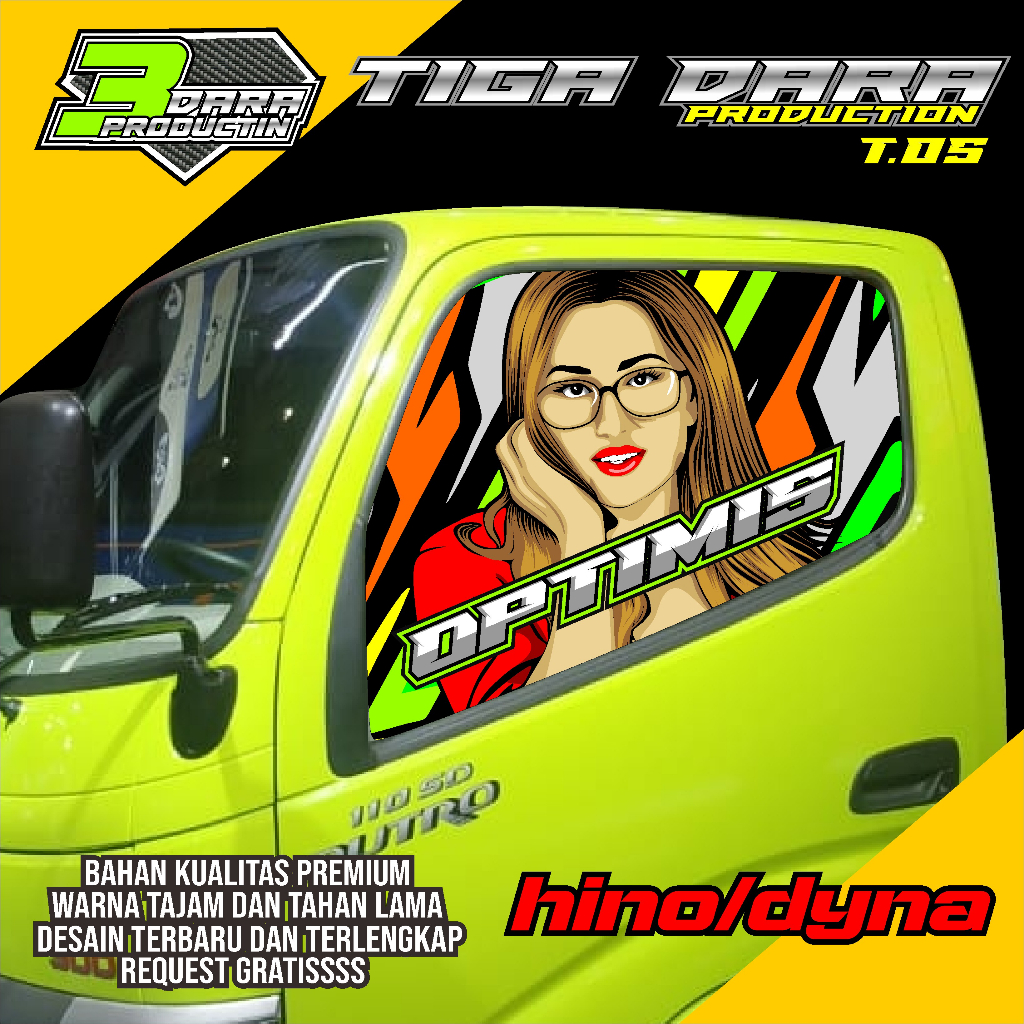 STIKER ONE WAY KACA SAMPING TRUK HINO/DYNA STIKER KACA TRUK HINO KODE 03
