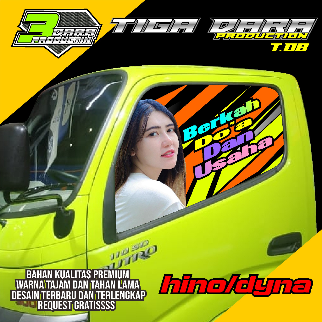 STIKER ONE WAY KACA SAMPING TRUK HINO/DYNA STIKER KACA TRUK HINO KODE 04