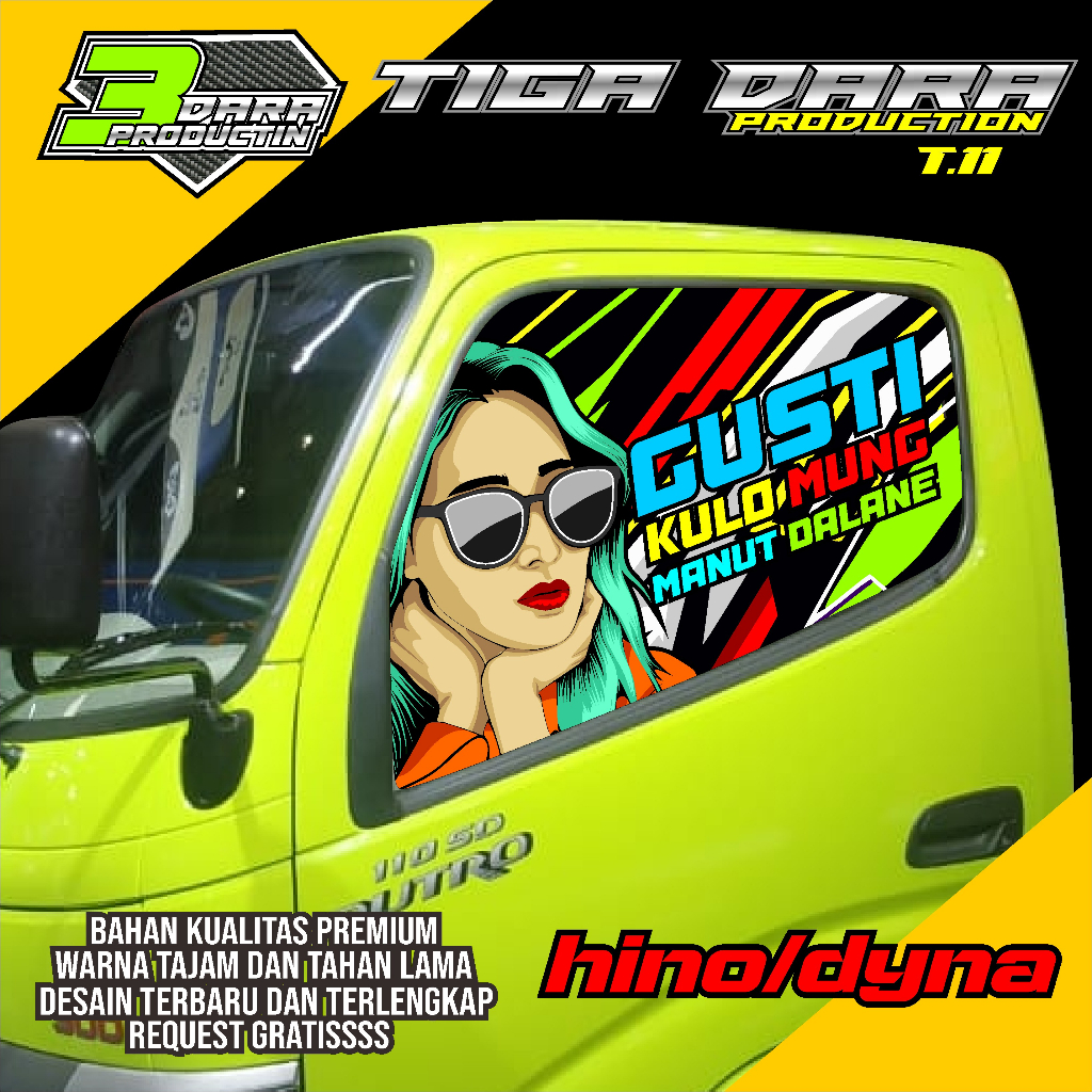 STIKER ONE WAY KACA SAMPING TRUK HINO/DYNA STIKER KACA TRUK HINO KODE 06