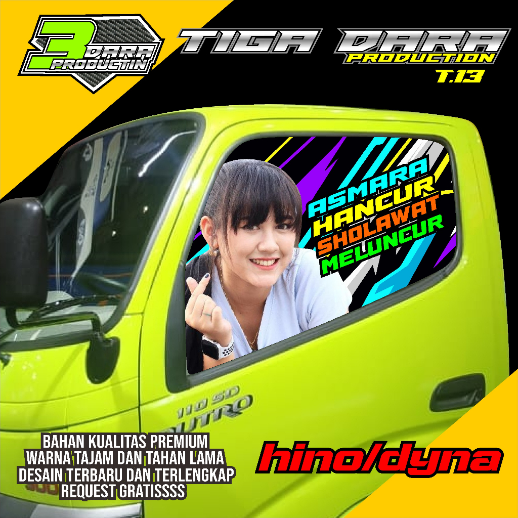 STIKER ONE WAY KACA SAMPING TRUK HINO/DYNA STIKER KACA TRUK HINO KODE 07