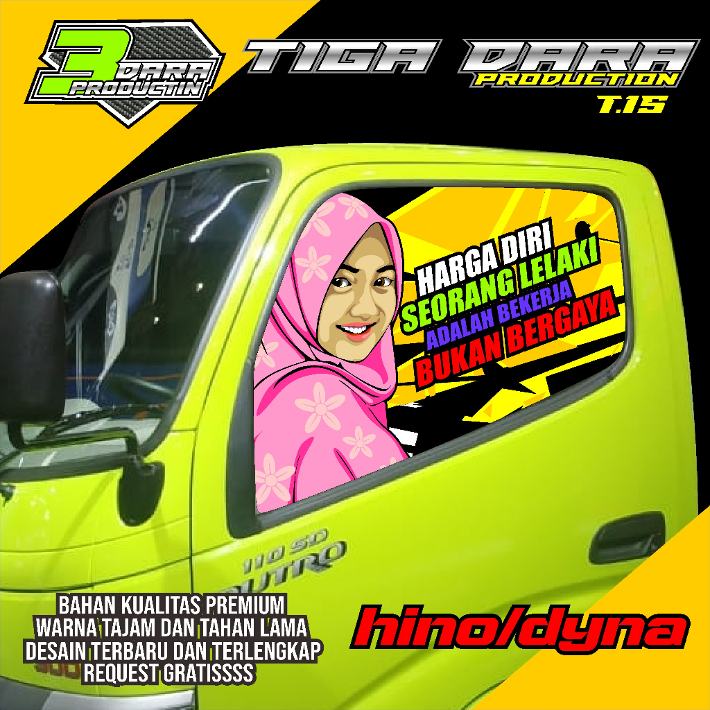 STIKER ONE WAY KACA SAMPING TRUK HINO/DYNA STIKER KACA TRUK HINO KODE 08