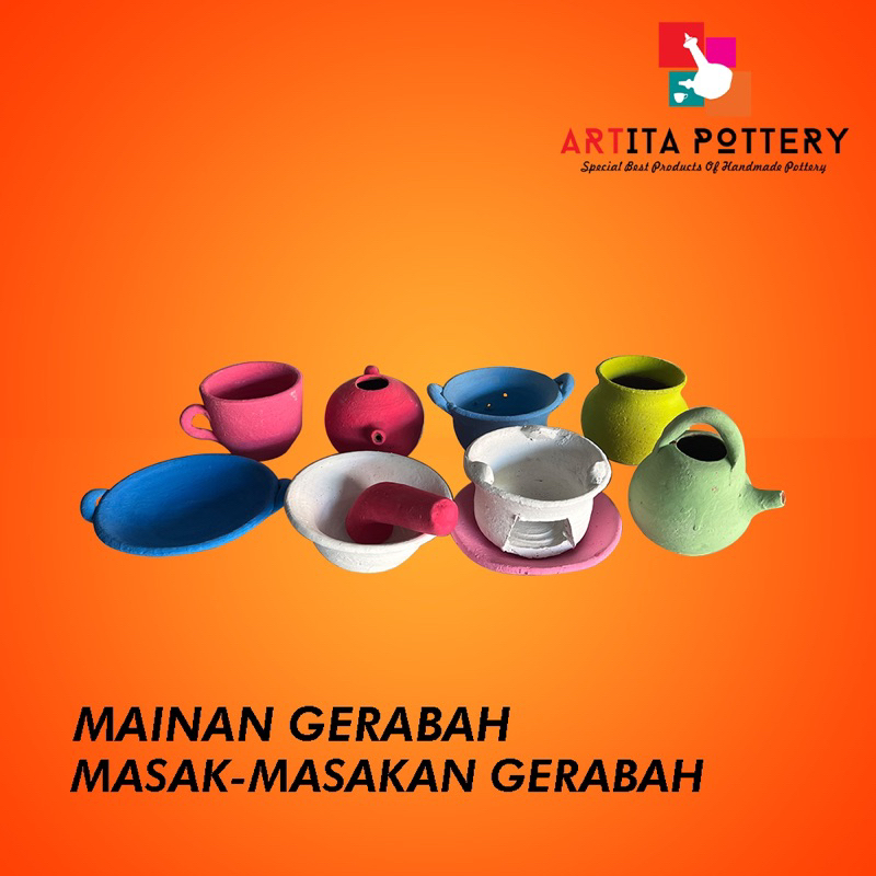 MAINAN ANAK TRADISIONAL MASAK-MASAKAN 1 SET ISI 10pcs GERABAH TANAH LIAT