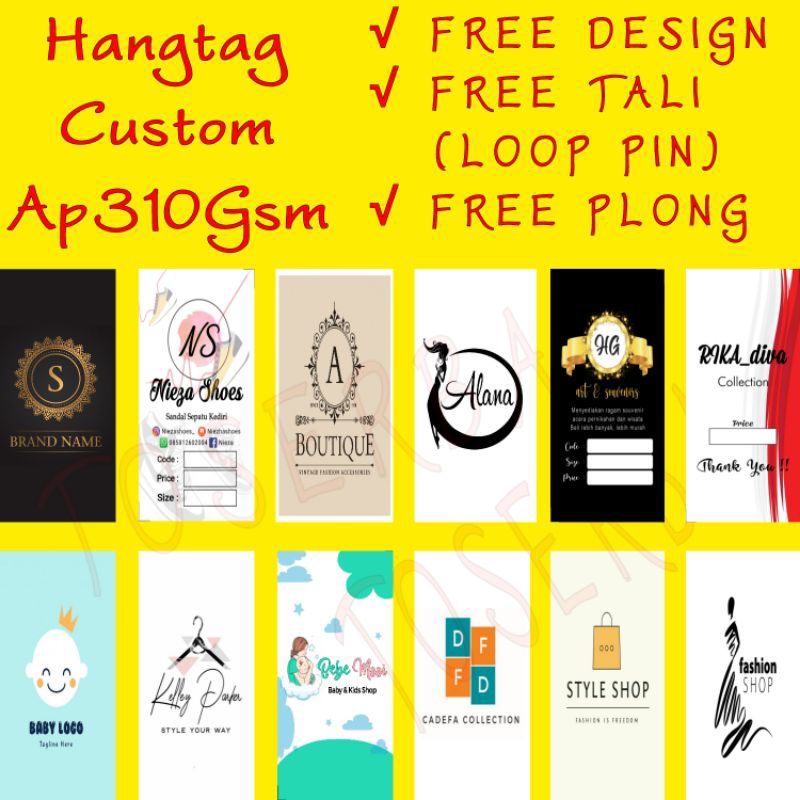 

Hang Tag Baju (FREE TEMPLATE DESIGN) - Label Baju 3x6 - Cetak Hangtag Baju - Label Merek - Hang Tag custom Label Hang Tag custom label hijab custom hangtag handtag hantag handstag hentek price tag lebel merek baju label baju