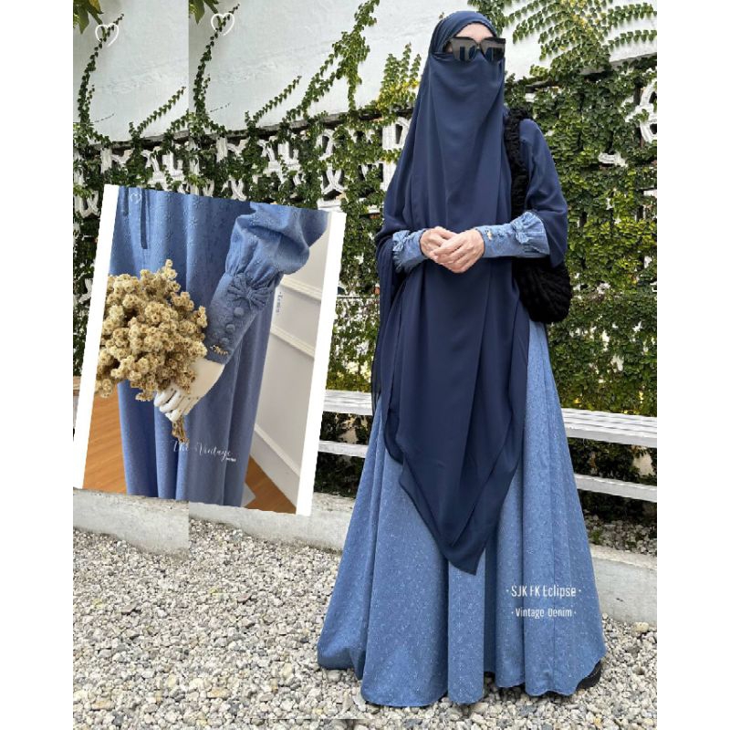 Vintage Series SJK khimar Set Gamis Syari Cadar By Mahira Couple ibu anak