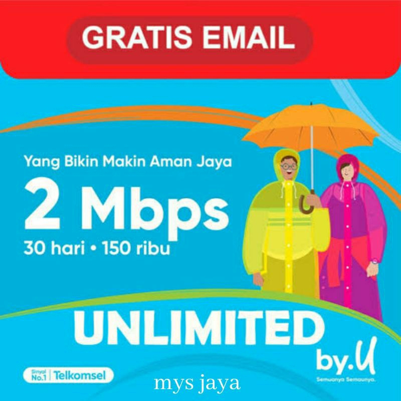 Kartu Byu unlimited 2mbps 30 hari / kartu perdana telkomsel unlimited