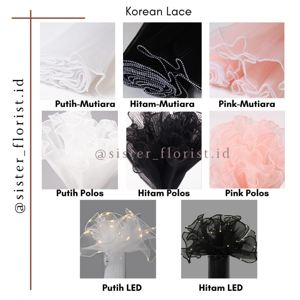 

SF046 [28cm x 5 yard] Wrap Korean Keriting / Wrapping Mesh Buket Bunga | Korean Mermaid Tail Lace Mesh / Curly Mesh / Kain Renda Buket Bunga