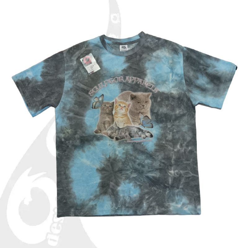 kaos oblong tie die kucing subciety korea pria wanita