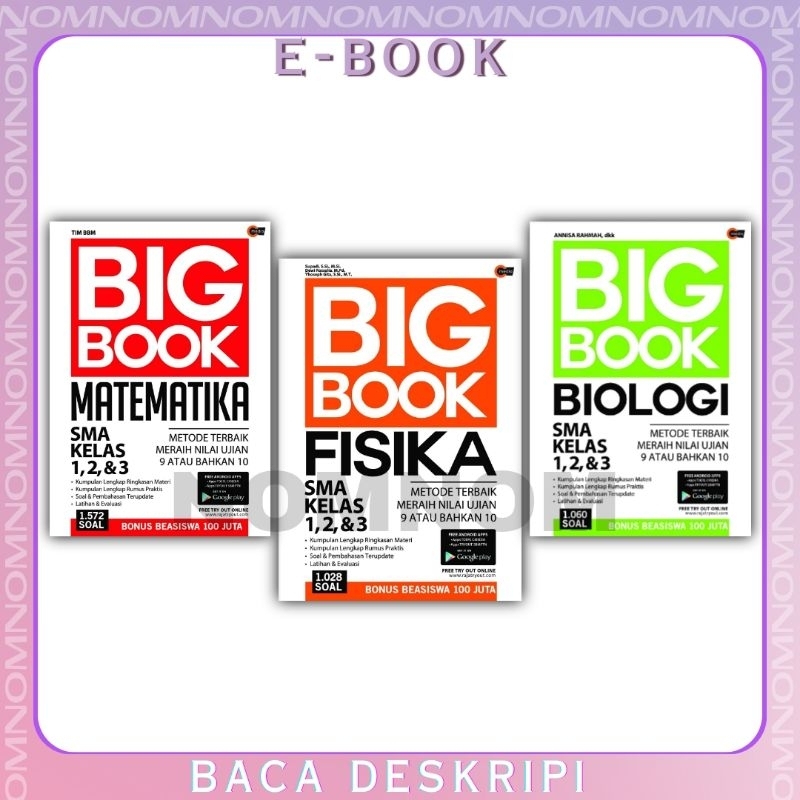 

BIG BOOK MATEMATIKA, FISIKA, BIOLOGI Untuk SMA/MA Kelas 1, 2, dan 3
