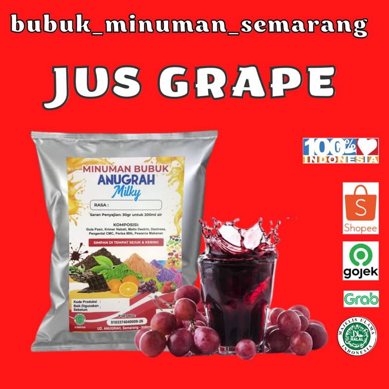 

Bubuk Minuman Jus Grape Anggur Reguler 500gr
