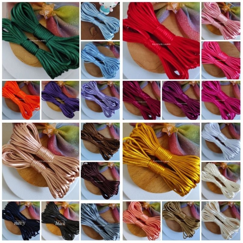 5M | 10 Meter | Tali Satin Cina 2mm Tas Macrame Rajut | Triangle Kerajinan Gelang Manik Meteran