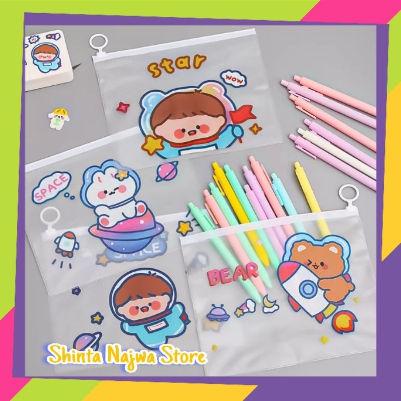 

✨SNS 07✨Zipper Bag Carton Pouch|Tempat Pensil Tas pouch Transparan
