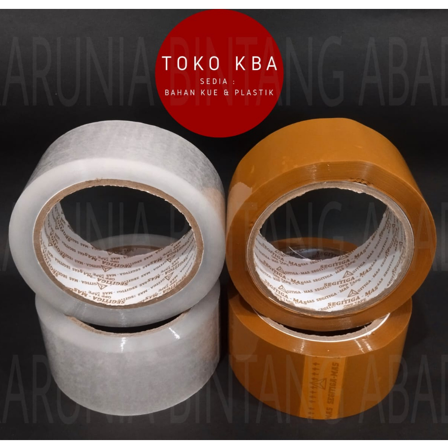 

Isolasi Lakban Segitiga Mas OPP Packing Tape 2 Inch 48 mm x 90 yard ( Bening | Cokelat )