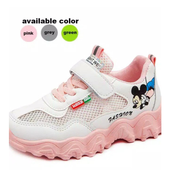 Bagusღ Ando Mella Sepatu Sekolah Anak Perempuan Hitam Pink C XI465  mickey Mouse Sneakers Anak Selok