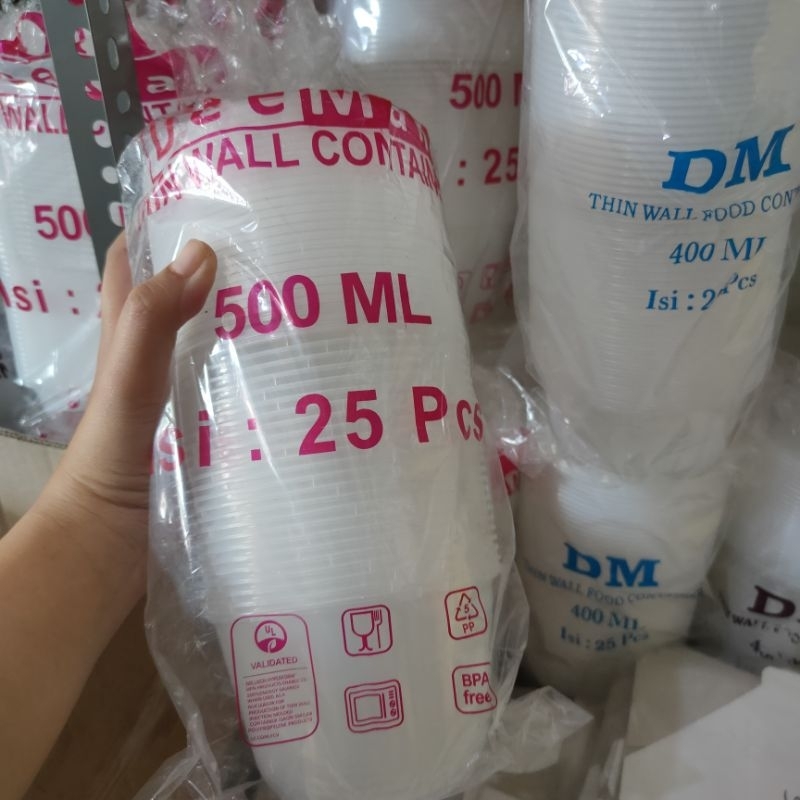 Thinwall DM 500ml Bulat / wadah plastik bulat dengan tutup 25 pcs / wadah salad buah