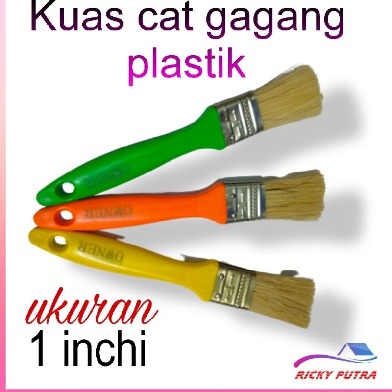 

kuas cat ukuran 1 inci gagang plastik bulu halus tebal COD