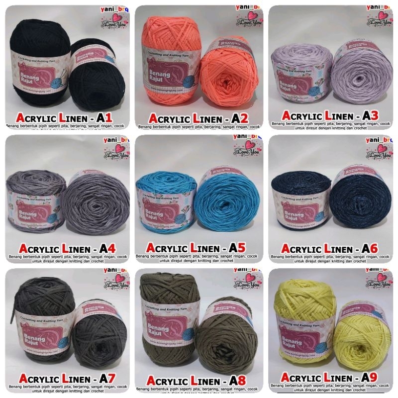 Nobira98 Katalog Benang Rajut Pita / Benang Linen / Benang Cord (Dua Pilihan Warna Doff Dan