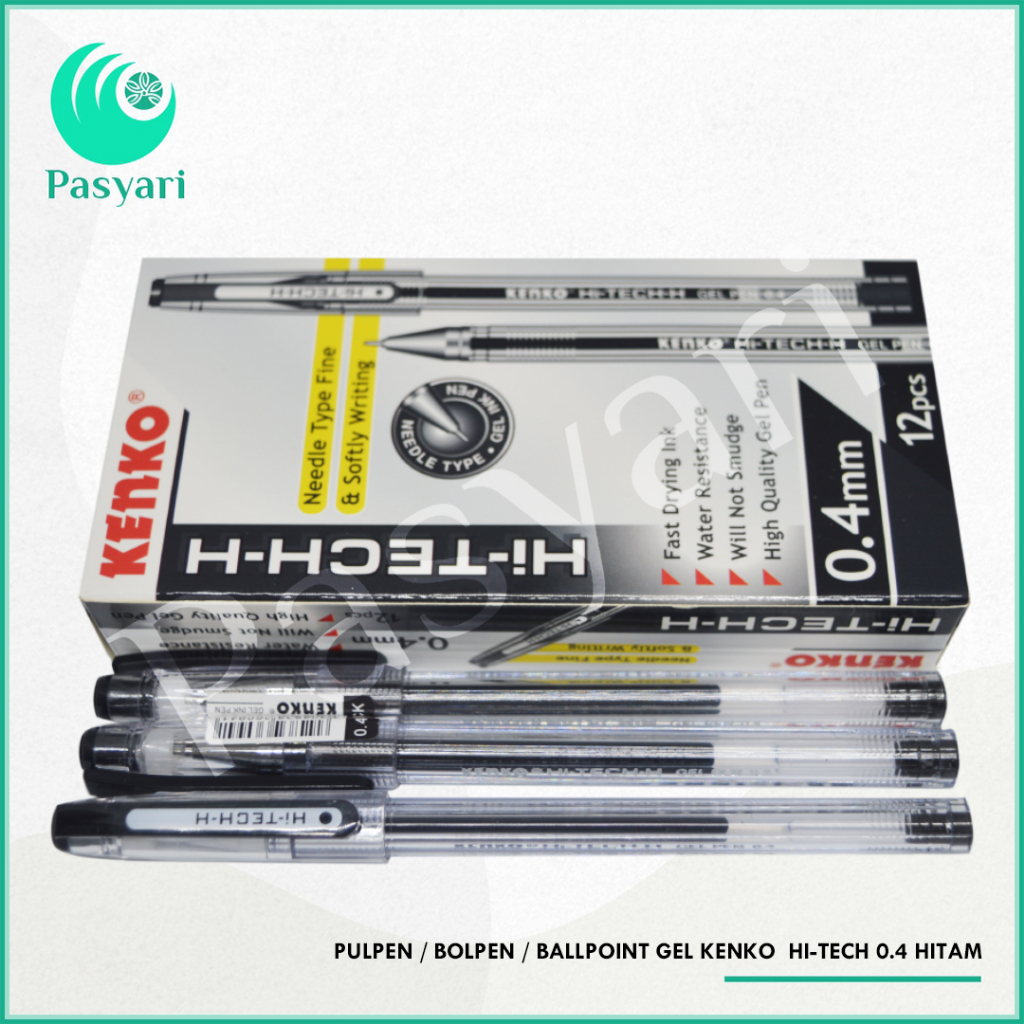 

[PER PACK] Pulpen / Bolpen / Ballpoint Gel Kenko HI-TECH 0.4 / 0.28 Hitam