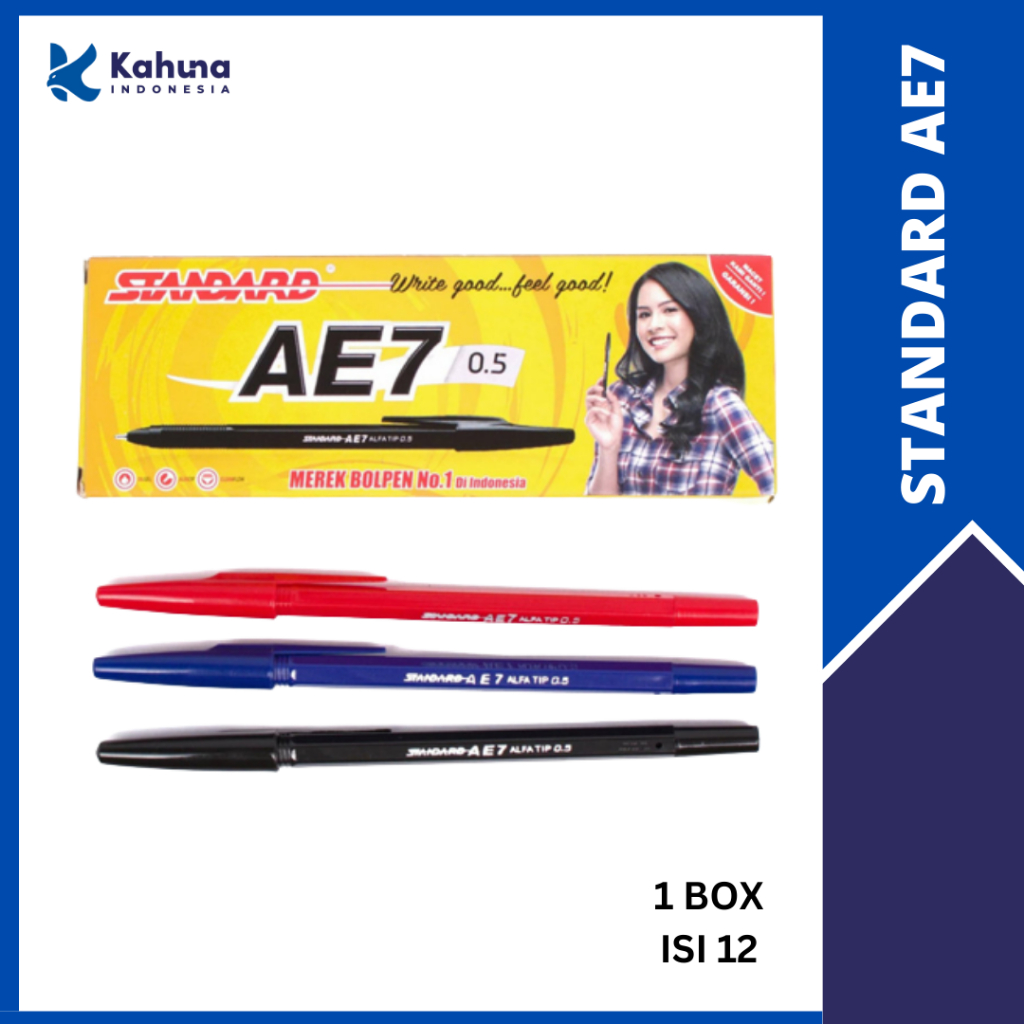 

BULPEN / BOLPEN / PULPEN AE7 FINE 0.5 STANDARD HITAM MERAH BIRU