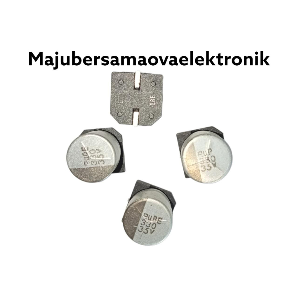 2pcs SoLID Kapasitor Capasitor Elko elco SMD 330uf 35v 330 Uf 35 Volt VZA VLA Size 10x10