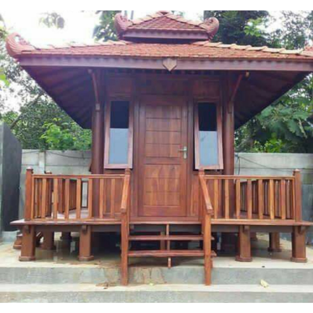 Gazebo Mushola Ukuran 4,5x4,5 Meter Kayu Jati Atap Genteng, Rumah Joglo Kayu