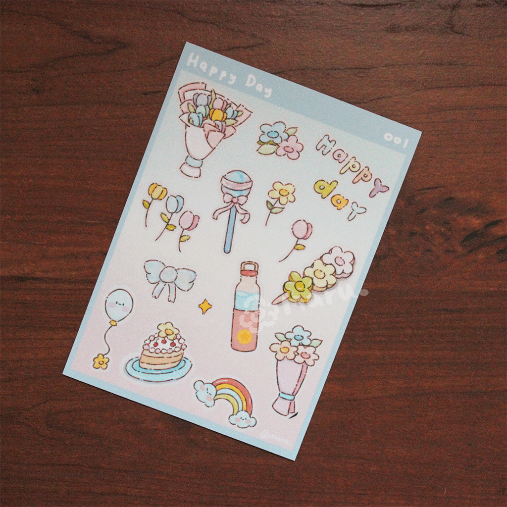 

[Restocked] Happy Day - Sticker Sheet by Marutani | Kiss Cut Vinyl Sticker