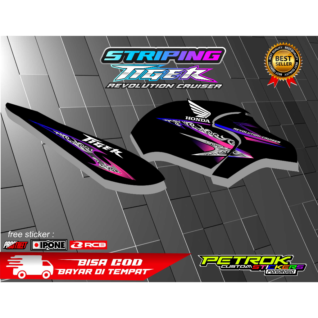 STRIPING VARIASI TIGER REVO DESAIN BATIK / STIKER LIST MOTOR TIGER REVO