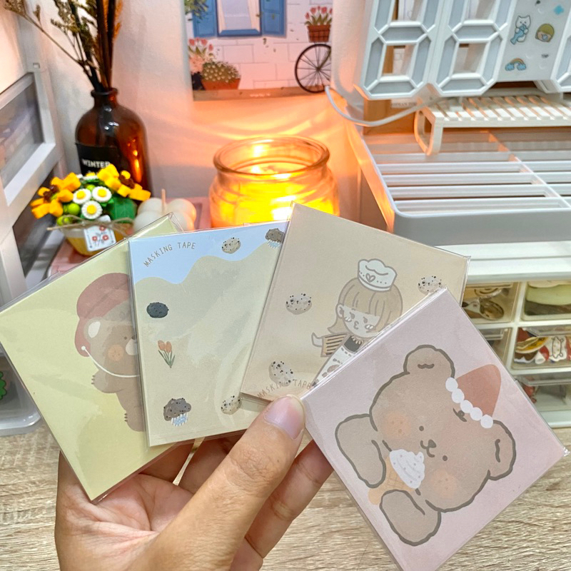 

Memo pad aesthetic motif beruang