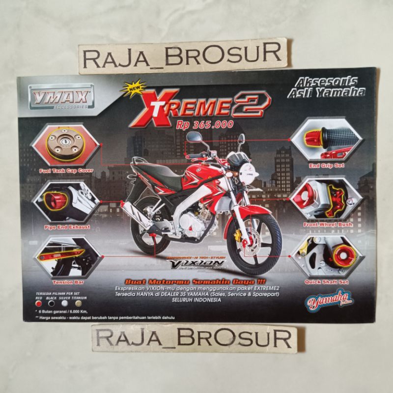 Poster brosur katalog iklan flyer Yamaha Vixion YMAX Original Accessories 2009