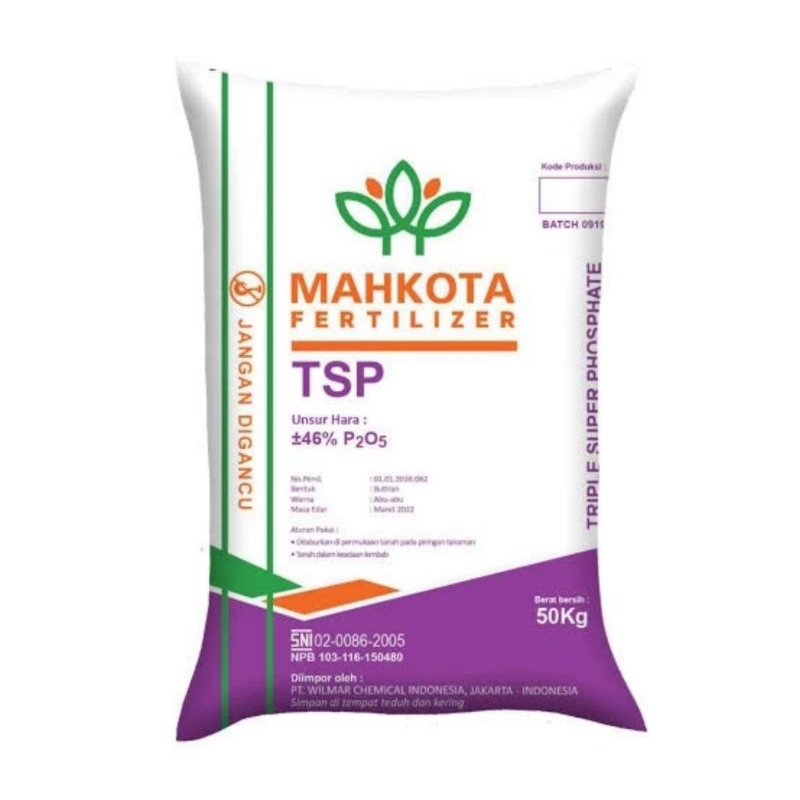 Pupuk TSP MAHKOTA 50 KG - Phospat 46% Pupuk Dasar Akar Triple Super Phospat