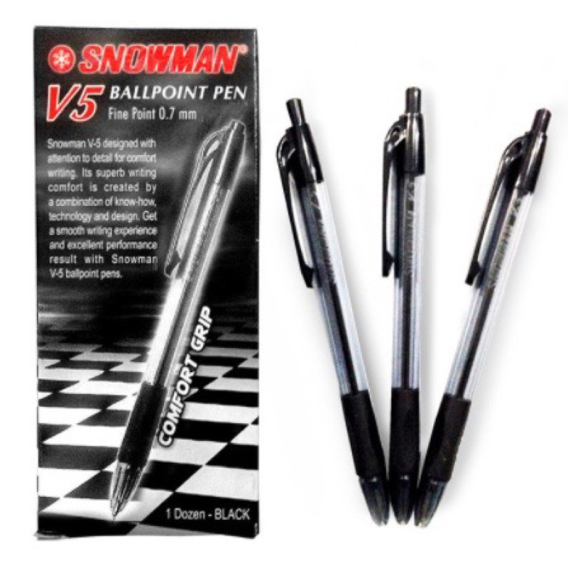 

PULPEN / PEN SNOWMAN V5 [LUSIN- 12PCS] HITAM