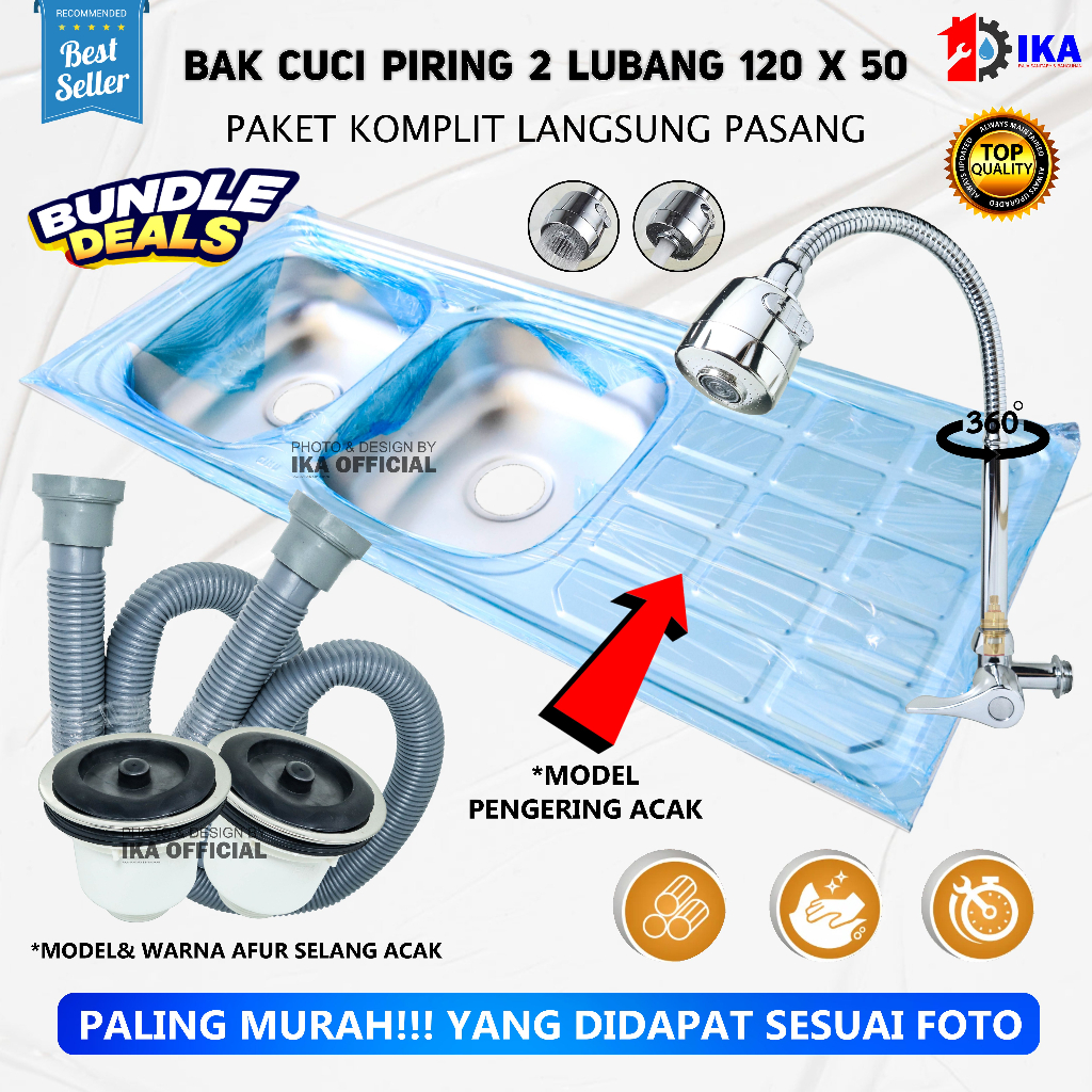 Bak Cuci Piring 2 Lubang & 3 Lubang / Promo Bak Cuci Piring / Sink Cuci Piring / Free Afur + Selang