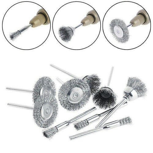Mata Mini Sikat Kawat Bor 9pcs Set Wire Grinder Brush Polishing Karat Pen Mangkok Piring JI-9