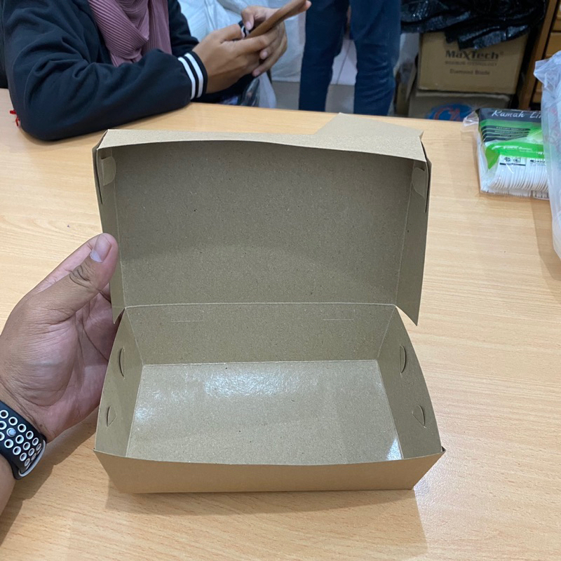 Lunch Box Paper M  / Tray Paper Kertas Coklat Kraft Kotak Makan / Paper Luch Box Coklat / Kardus Mak